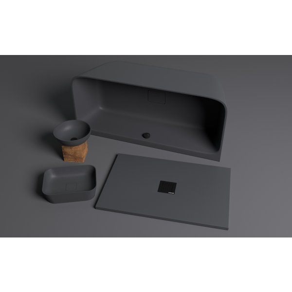 BANERA SQUARE umyvadlo na desku, litý mramor, 50x36cm, antracit mat