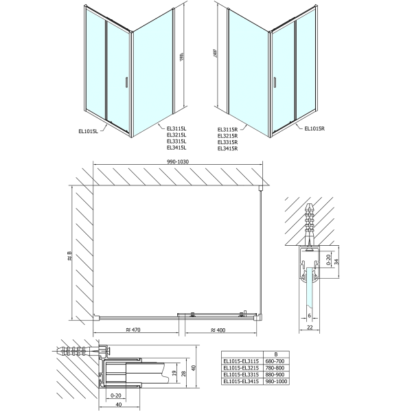 EASY obdélníkový sprchový kout 1000x800mm, čiré sklo L/P varianta