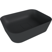 BANERA SQUARE umyvadlo na desku, litý mramor, 50x36cm, antracit mat