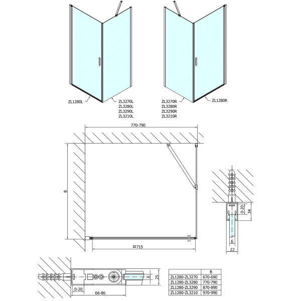 ZOOM obdélníkový sprchový kout 800x900mm L/P varianta