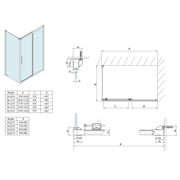 LUCIS LINE obdélníkový sprchový kout 1300x700mm L/P varianta