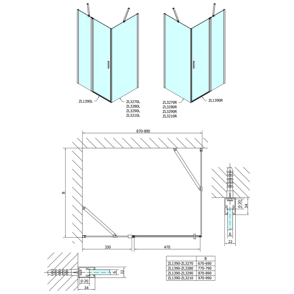 ZOOM obdélníkový sprchový kout 900x700mm, L/P varianta