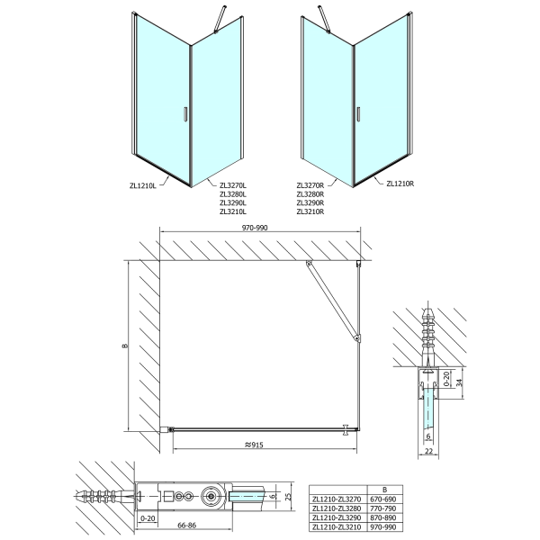 ZOOM obdélníkový sprchový kout 1000x700mm, L/P varianta