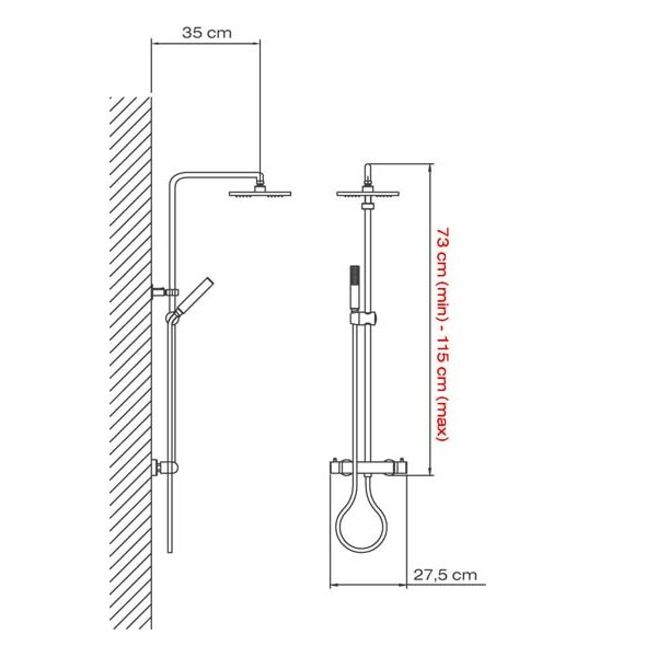 ARECO-E sprchový sloup s termostatickou baterií