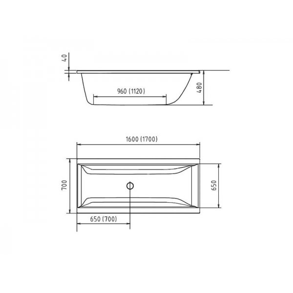 CLEO obdélníková vana 170x70x48cm, bílá