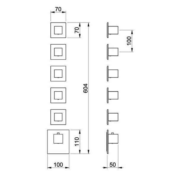 Baterie kryt SQUARE S, 5 funkcí