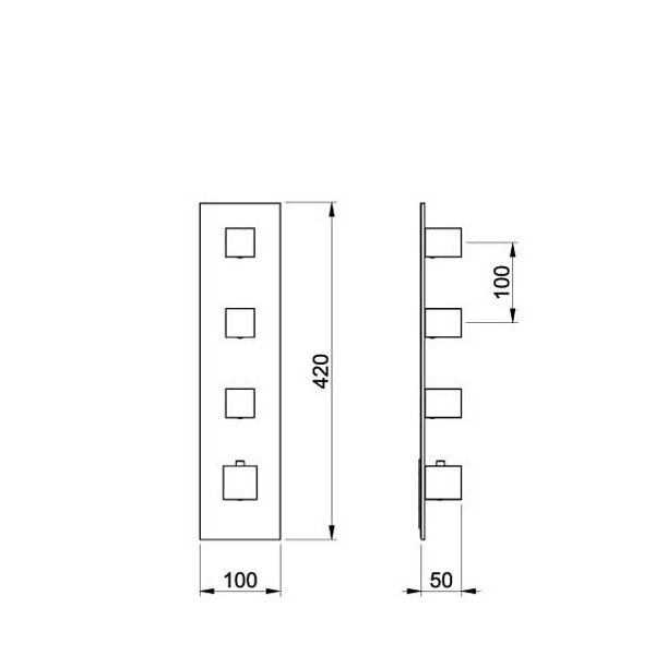 Baterie BLACK kryt SQUARE D, 3 funkce