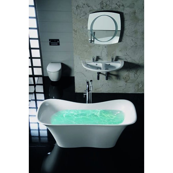 FLORA volně stojící vana litý mramor 180x80x67cm, bílá