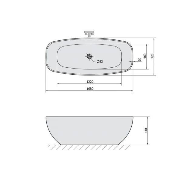IPANEMA volně stojící vana litý mramor 168x72x49cm, bílá