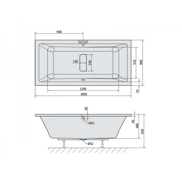 MARLENE obdélníková vana 180x80x48cm, bílá