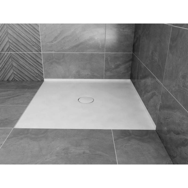 MIRAI sprchová vanička z litého mramoru do niky, 90x90x1,8cm, bílá