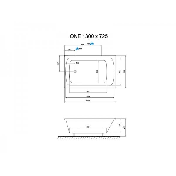 ONE nízká vana 130x72,5 cm