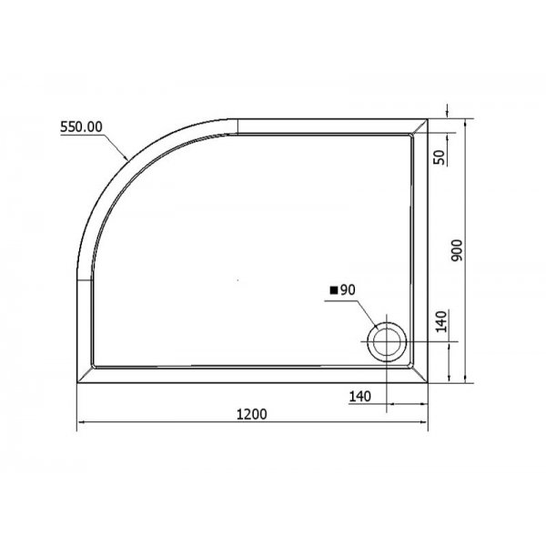 RENA R sprchová vanička z litého mramoru, čtvrtkruh 120x90cm, R550, pravá, bílá