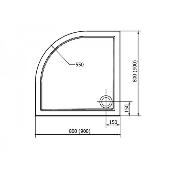 SERA sprchová vanička z litého mramoru, čtvrtkruh 80x80cm, R550, bílá