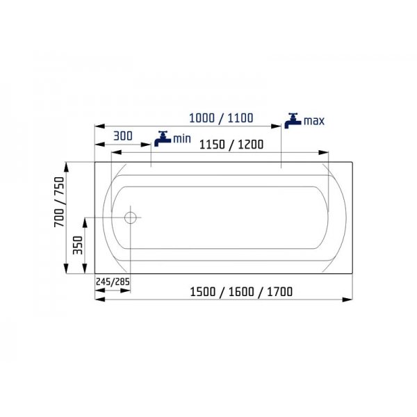 SPRING obdélníková vana 170x75 cm