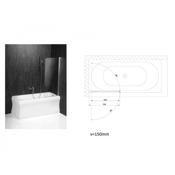 SPERA 65 vanová zástěna 650mm, čiré sklo