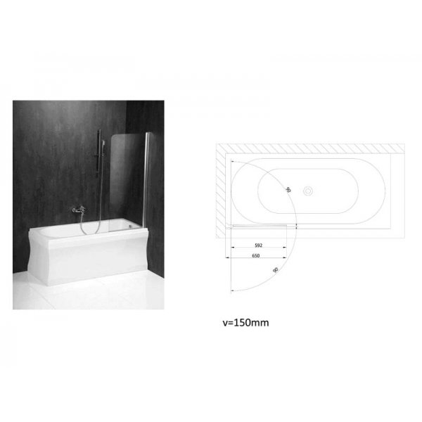 SPERA 65 vanová zástěna 650mm, čiré sklo