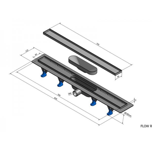 Sprchový kanálek TILE 82
