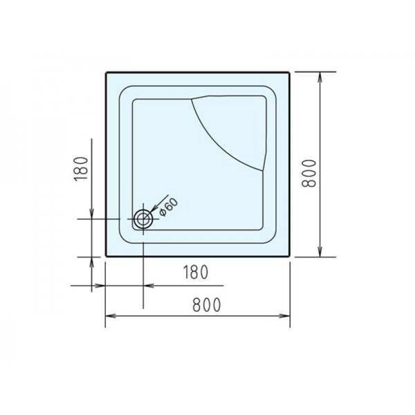 VISLA hluboká sprchová vanička, čtverec 80x80x29cm, bílá