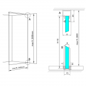 Sada lišt pro uchycení skla ARCHITEX LINE podlaha-stěna-strop, šíře 160 cm, leštěný hliník