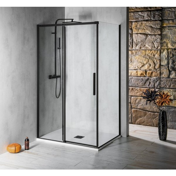 ALTIS BLACK boční stěna 900mm, čiré sklo, výška 2000mm, čiré sklo