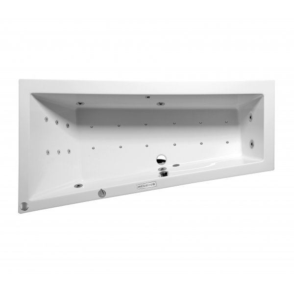 Masážní vana ANDRA L SLIM 180x90x45 cm HYDRO + PERLIČKA s PROFI FLAT ovládáním, s automatickým Proplachem