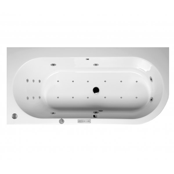 Masážní vana ASTRA L 165x80x48 cm HYDRO + PERLIČKA s PROFI FLAT ovládáním, s automatickým Proplachem