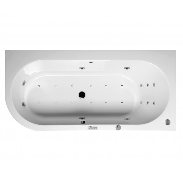 Masážní vana ASTRA R 165x80x48 cm HYDRO + PERLIČKA s PROFI EVO ovládáním, s automatickým Proplachem
