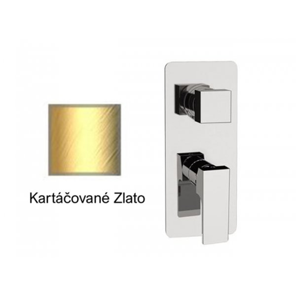 Baterie ABSOLUTE KARTÁČOVANÉ ZLATO podomítková páková, 3 funkce