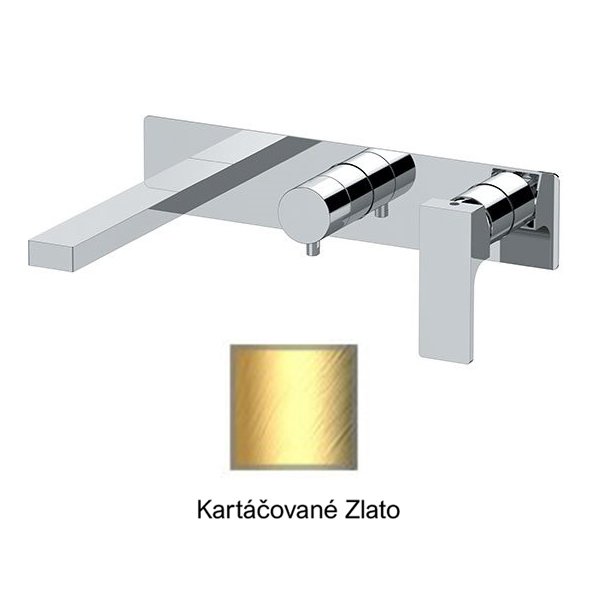 Baterie ABSOLUTE KARTÁČOVANÉ ZLATO podomítková páková, 2 funkce, s výtokovým ramínkem