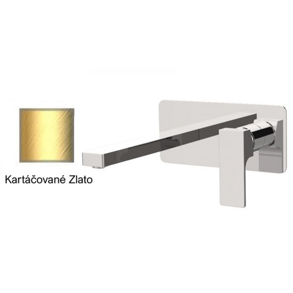 Baterie ABSOLUTE KARTÁČOVANÉ ZLATO umyvadlová ze zdi prodloužená