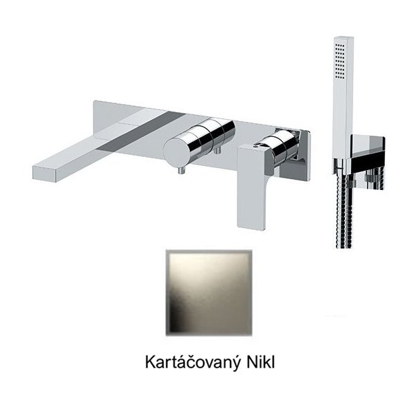 Baterie ABSOLUTE KARTÁČOVANÝ NIKL podomítková páková, 2 funkce, s vyústěním sprchy a ruční sprchou