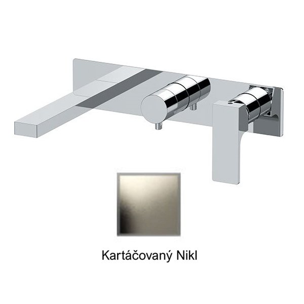Baterie ABSOLUTE KARTÁČOVANÝ NIKL podomítková páková, 2 funkce, s výtokovým ramínkem