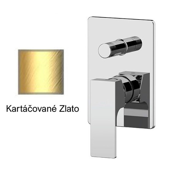 Baterie ABSOLUTE KARTÁČOVANÉ ZLATO podomítková páková, s otočným přepínačem, 2 funkce