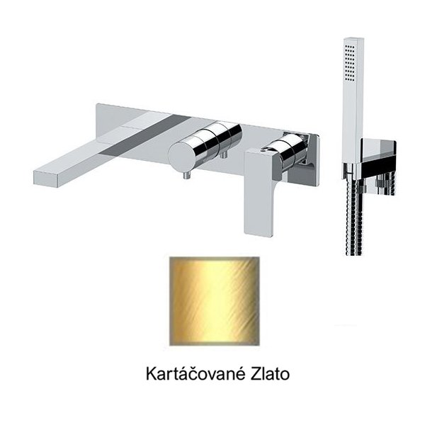 Baterie ABSOLUTE KARTÁČOVANÉ ZLATO podomítková páková, 2 funkce, s vyústěním sprchy a ruční sprchou