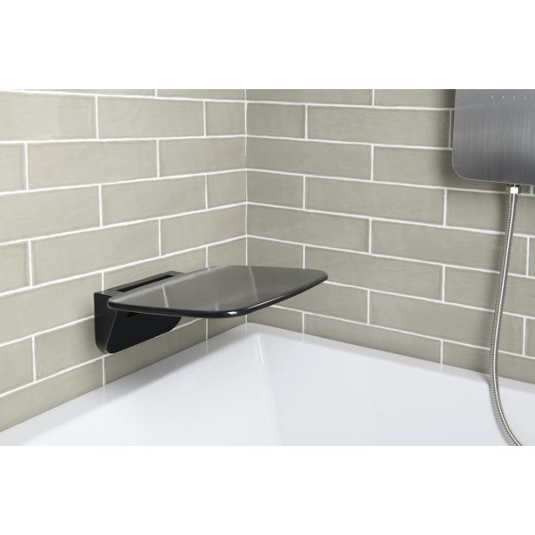 SAAP BLACK sklopné sedátko do sprchového koutu, 35x32,8cm, černá