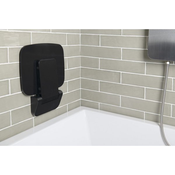 SAAP BLACK sklopné sedátko do sprchového koutu, 35x32,8cm, černá