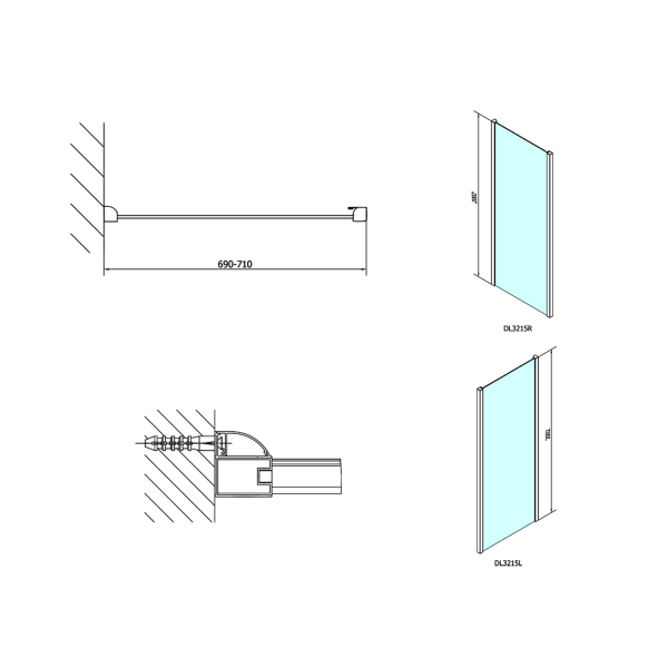 LUCIS LINE sprchová boční stěna 800mm, čiré sklo
