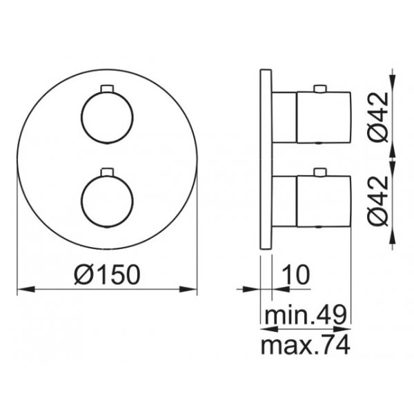 RONDO T BÍLÁ MAT baterie termostatická, 3 funkce