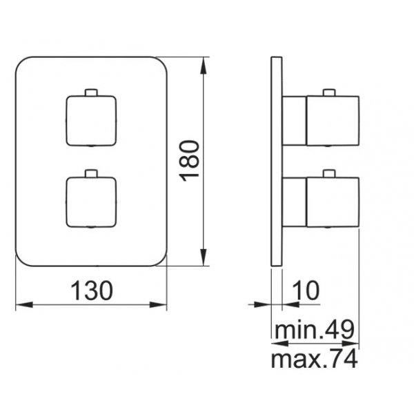 Baterie INFINITY T KARTÁČOVANÝ NIKL termostatická, 3 funkce