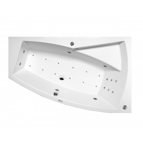 Masážní vana EVIA R 170x100x47 cm HYDRO + PERLIČKA s PROFI EVO ovládáním, s automatickým Proplachem