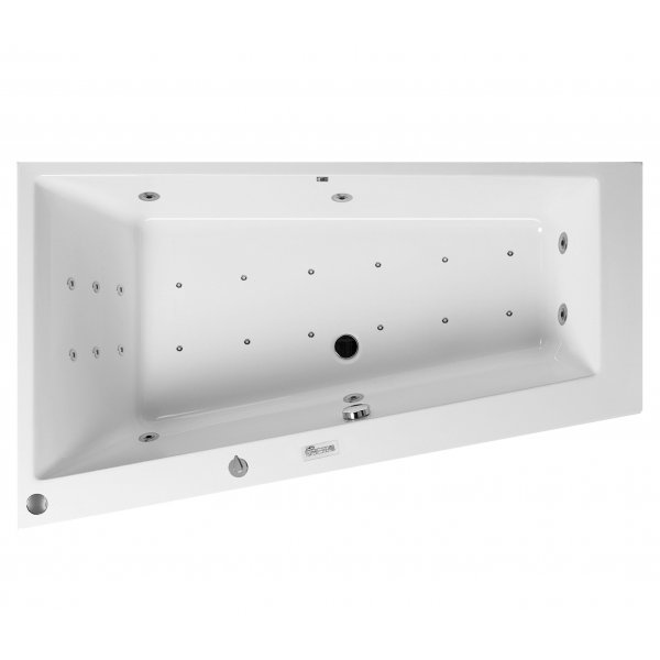 Masážní vana EVO-S L 170x100x46 cm HYDRO + PERLIČKA s PROFI EVO ovládáním, s automatickým Proplachem