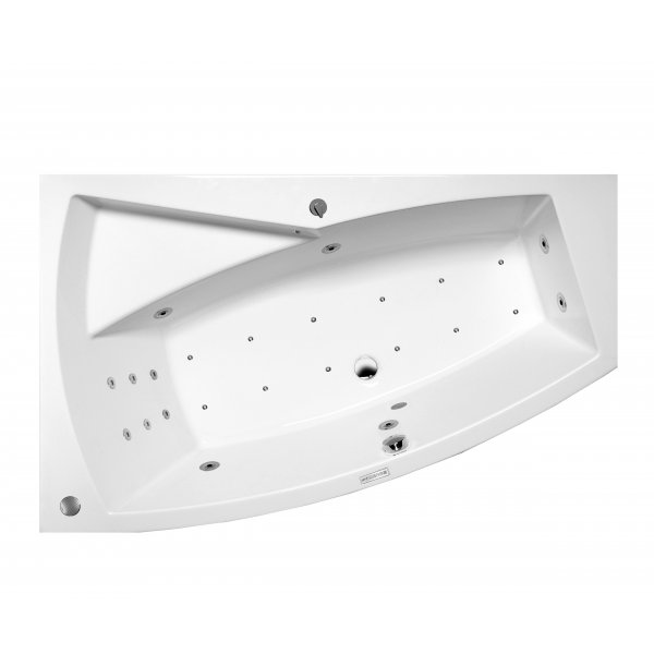 Masážní vana EVIA L 170x100x47 cm HYDRO + PERLIČKA s PROFI FLAT ovládáním, s automatickým Proplachem