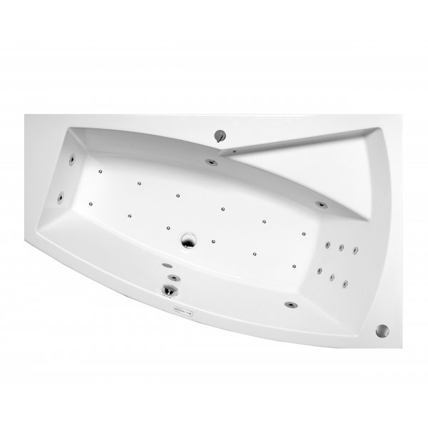 Masážní vana EVIA R 170x100x47 cm HYDRO + PERLIČKA s PROFI FLAT ovládáním, s automatickým Proplachem