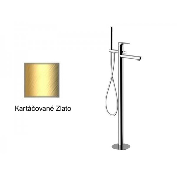 Baterie INFINITY KARTÁČOVANÉ ZLATO vanová do podlahy