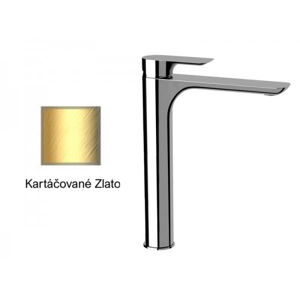 Baterie INFINITY KARTÁČOVANÉ ZLATO umyvadlová, prodloužená