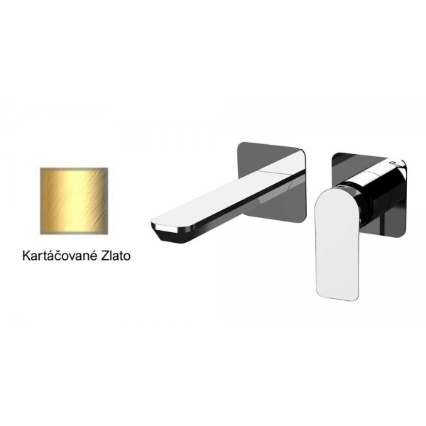 Baterie INFINITY KARTÁČOVANÉ ZLATO umyvadlová, ze zdi 2