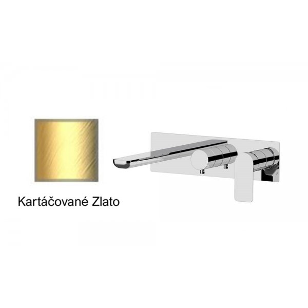Baterie INFINITY KARTÁČOVANÉ ZLATO podomítková páková, 3 funkce, s výtokovým ramínkem