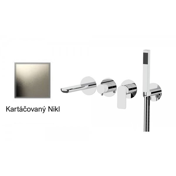 Baterie INFINITY KARTÁČOVANÝ NIKL podomítková páková, 2 funkce, s vyústěním sprchy a ruční sprchou