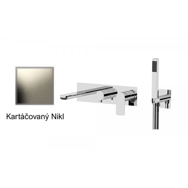 Baterie INFINITY KARTÁČOVANÝ NIKL podomítková páková, 2 funkce, s vyústěním sprchy a ruční sprchou